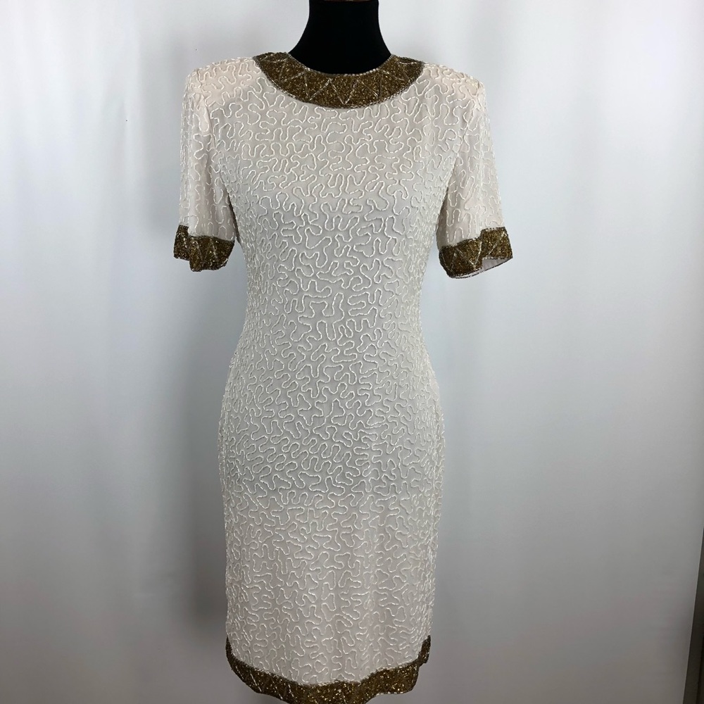 Robert Anthony Evening Dress Beaded 100% Silk Sz 4
